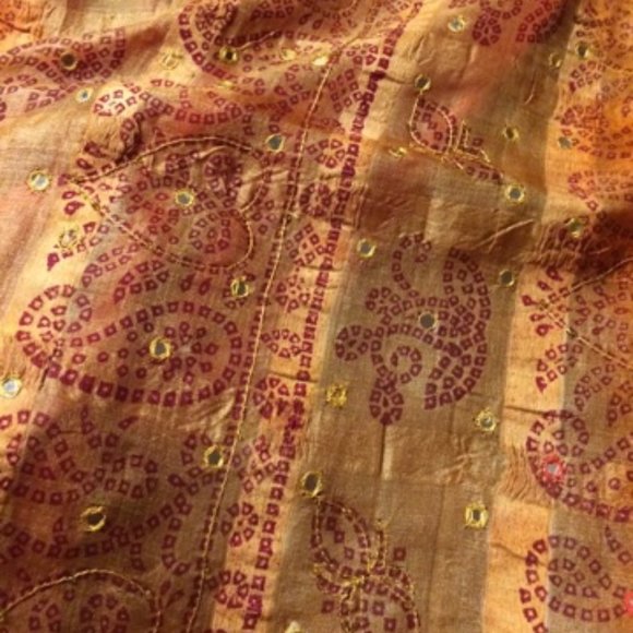 Indian/Pakistani/Bollywood Mirrorwork Gharchola/Bandhini Style Saree & Blouse - Picture 6 of 13